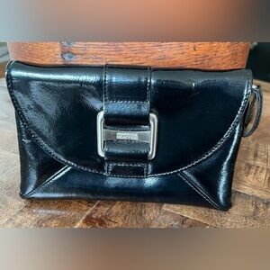 Kenneth Cole Reaction Black Patent Leather Wallet / Clutch